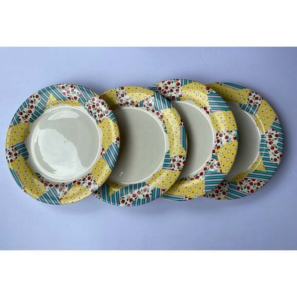 Gien France B.G Vintage 91-93 Rare Patchwork Dinner Plates - Picture 4 of 4